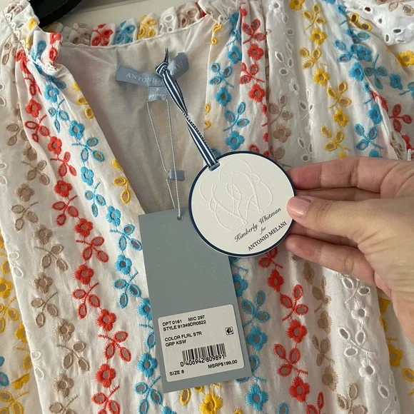 NWT Kimberly Whitman x Antonio Melani  Floral Embroidered Eyelet Dress - Picture 5 of 9